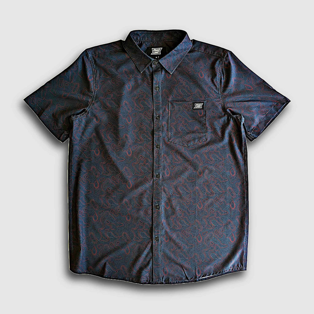 Langley Performance Button Up Shirt - Carbon/Topo