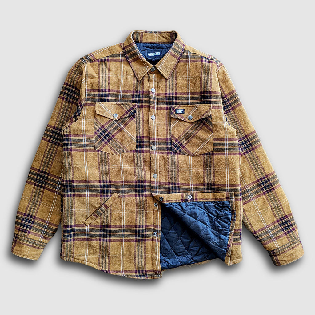Juniper Insulated Flannel Shacket- Dijon/Maroon