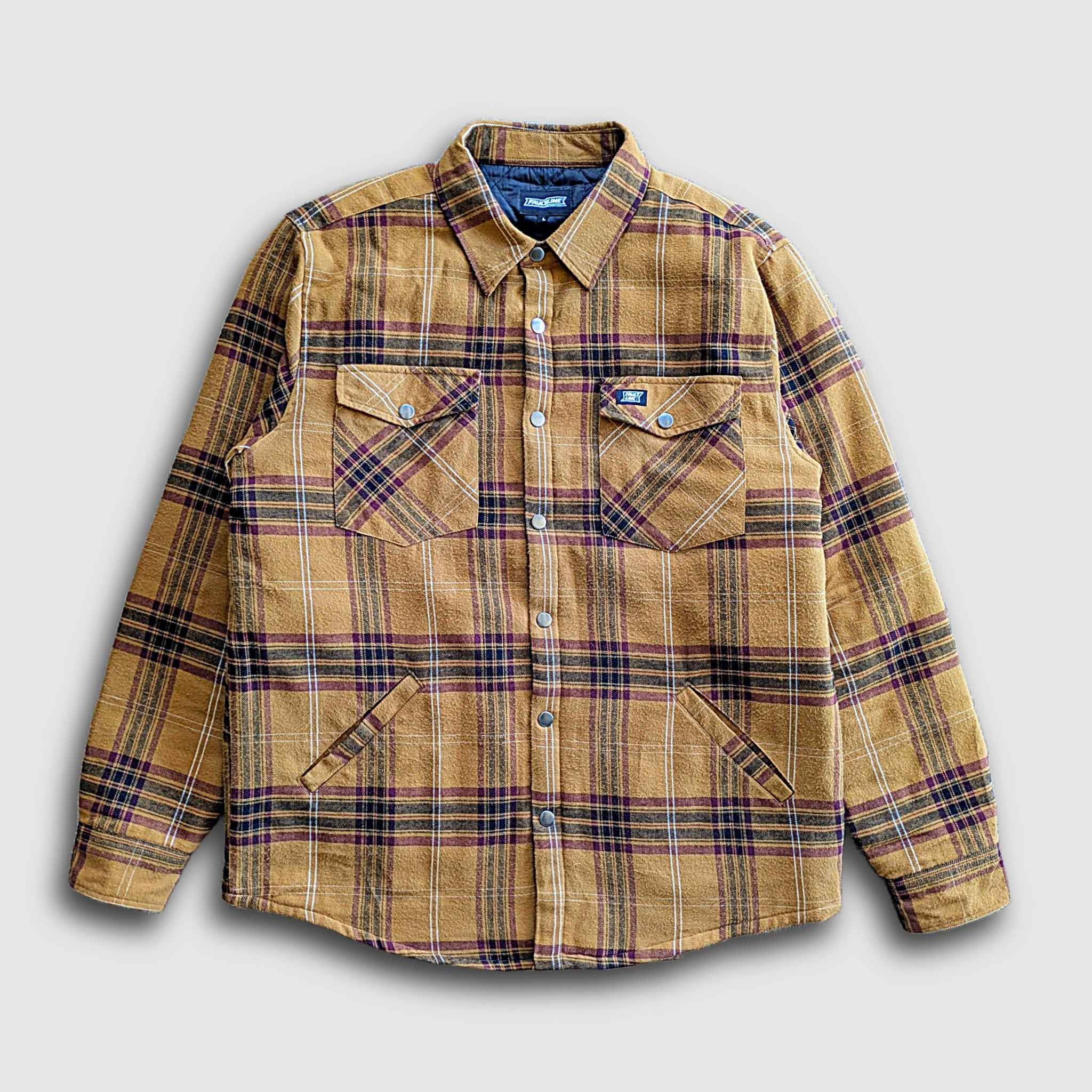 Juniper Insulated Flannel Shacket- Dijon/Maroon