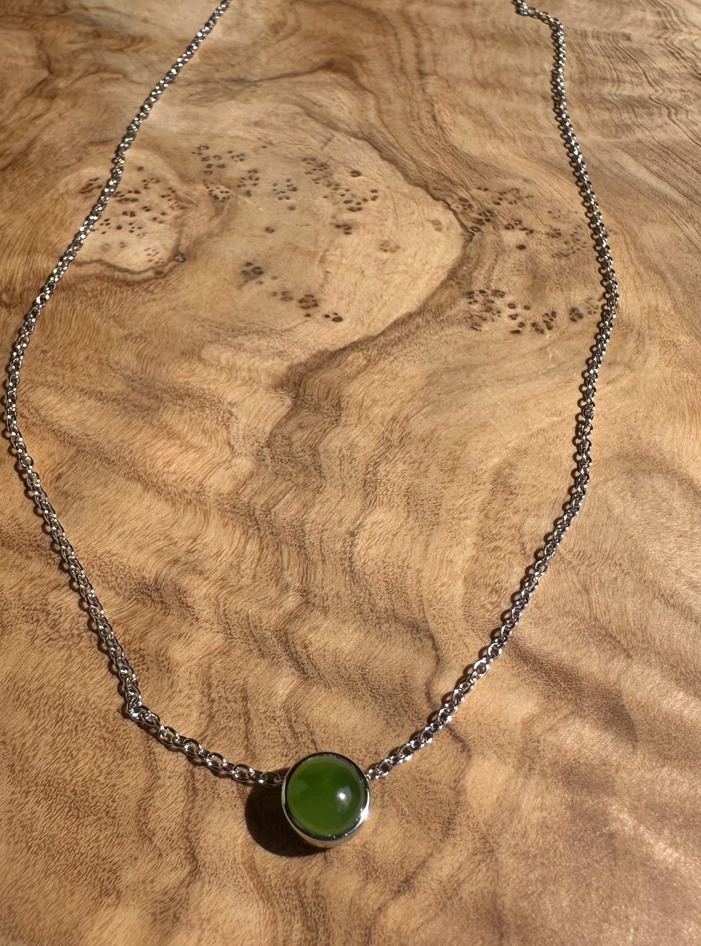 6mm Canadian Jade and Silver Pendant - 5826