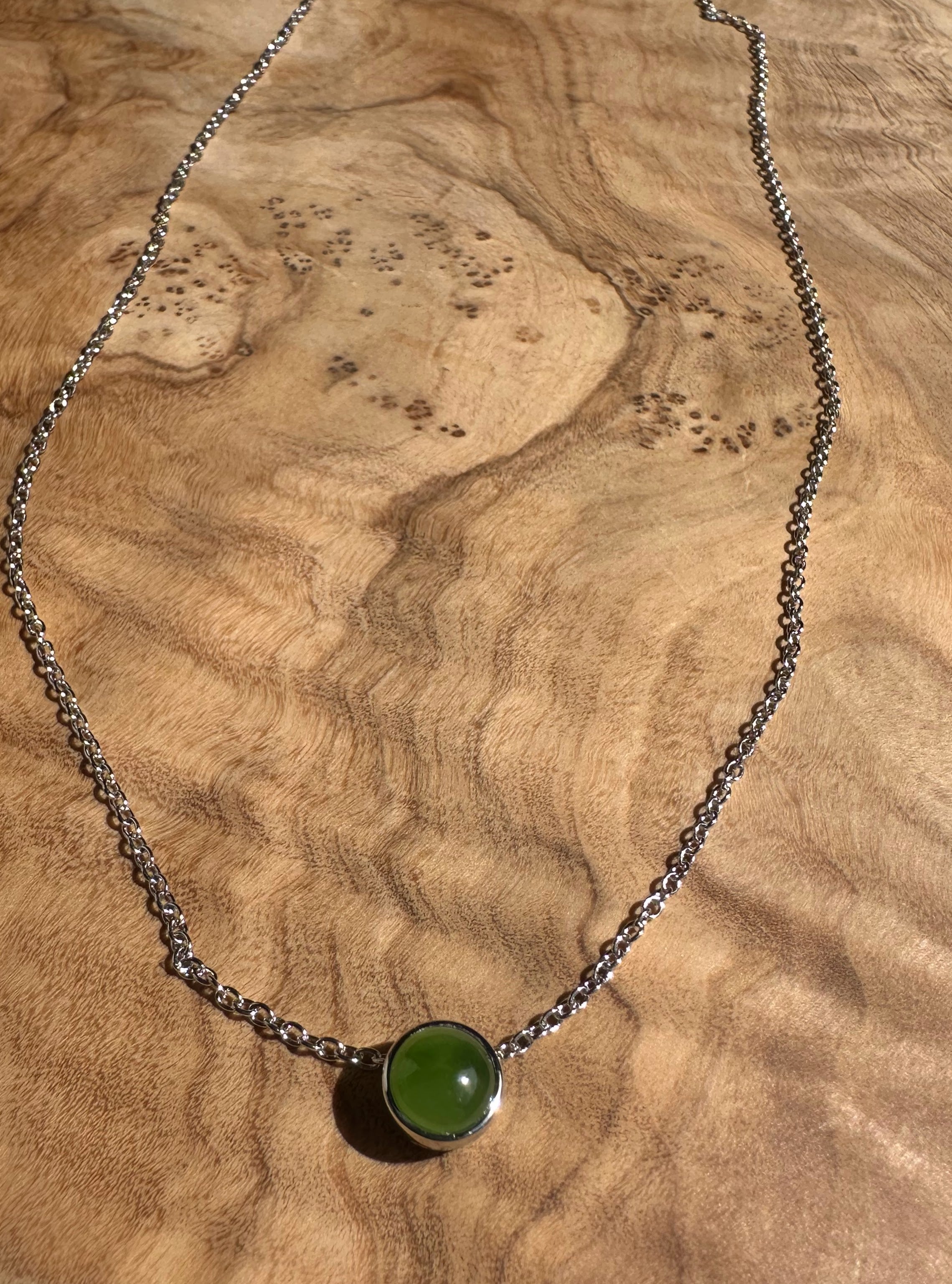 6mm Canadian Jade and Silver Pendant - 5826