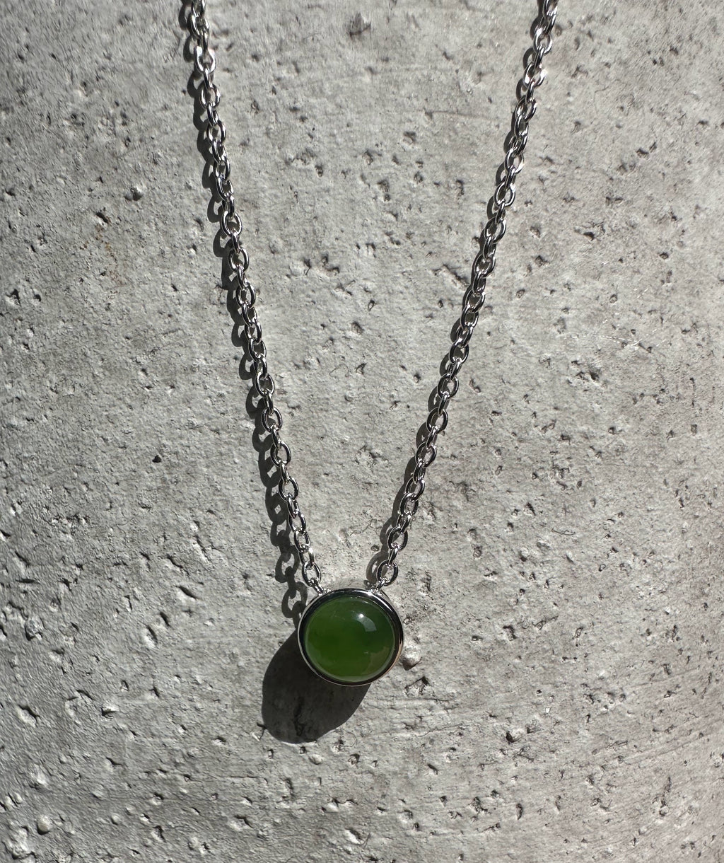 6mm Canadian Jade and Silver Pendant - 5826
