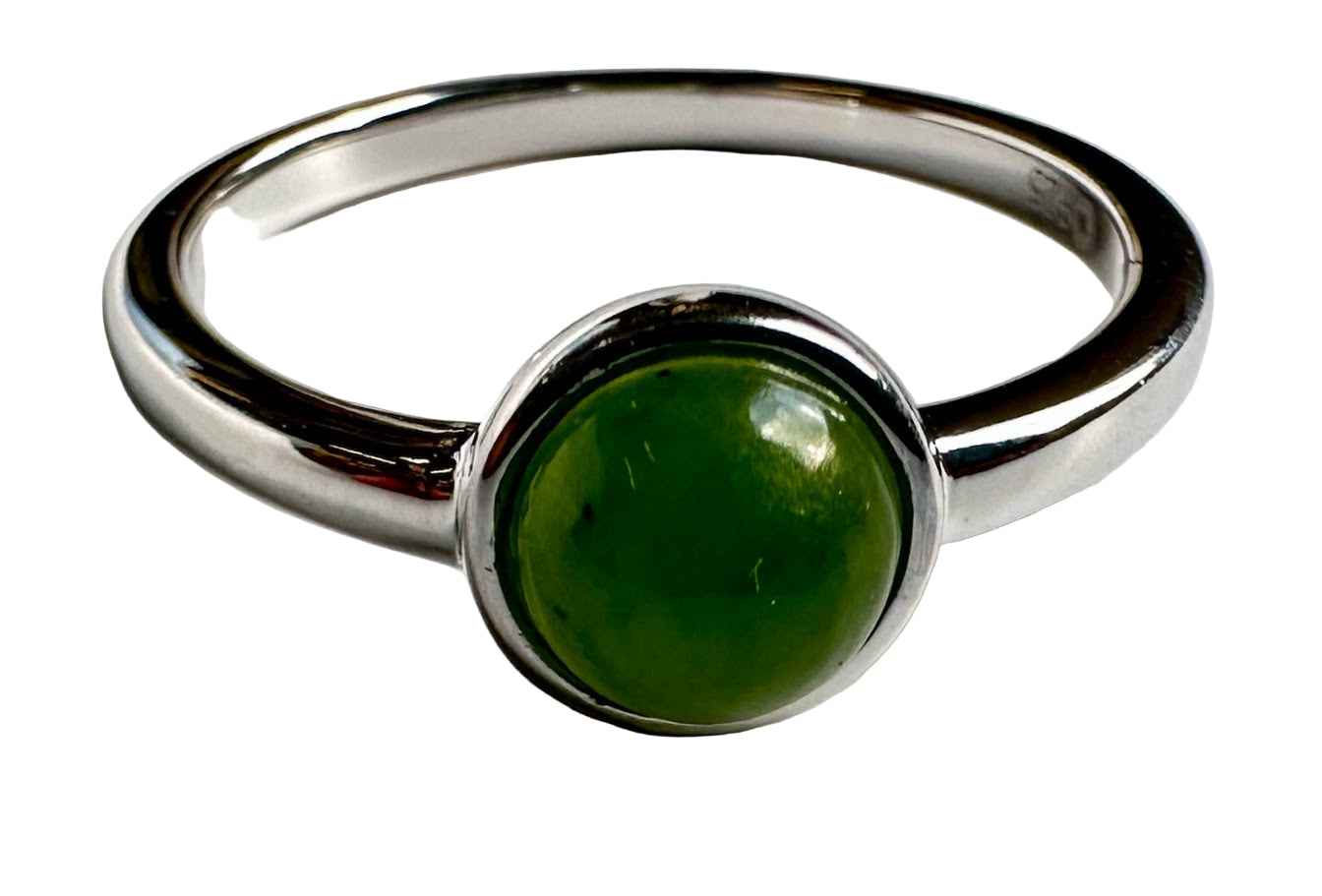 Jade and Silver Ring 6mm - 2417