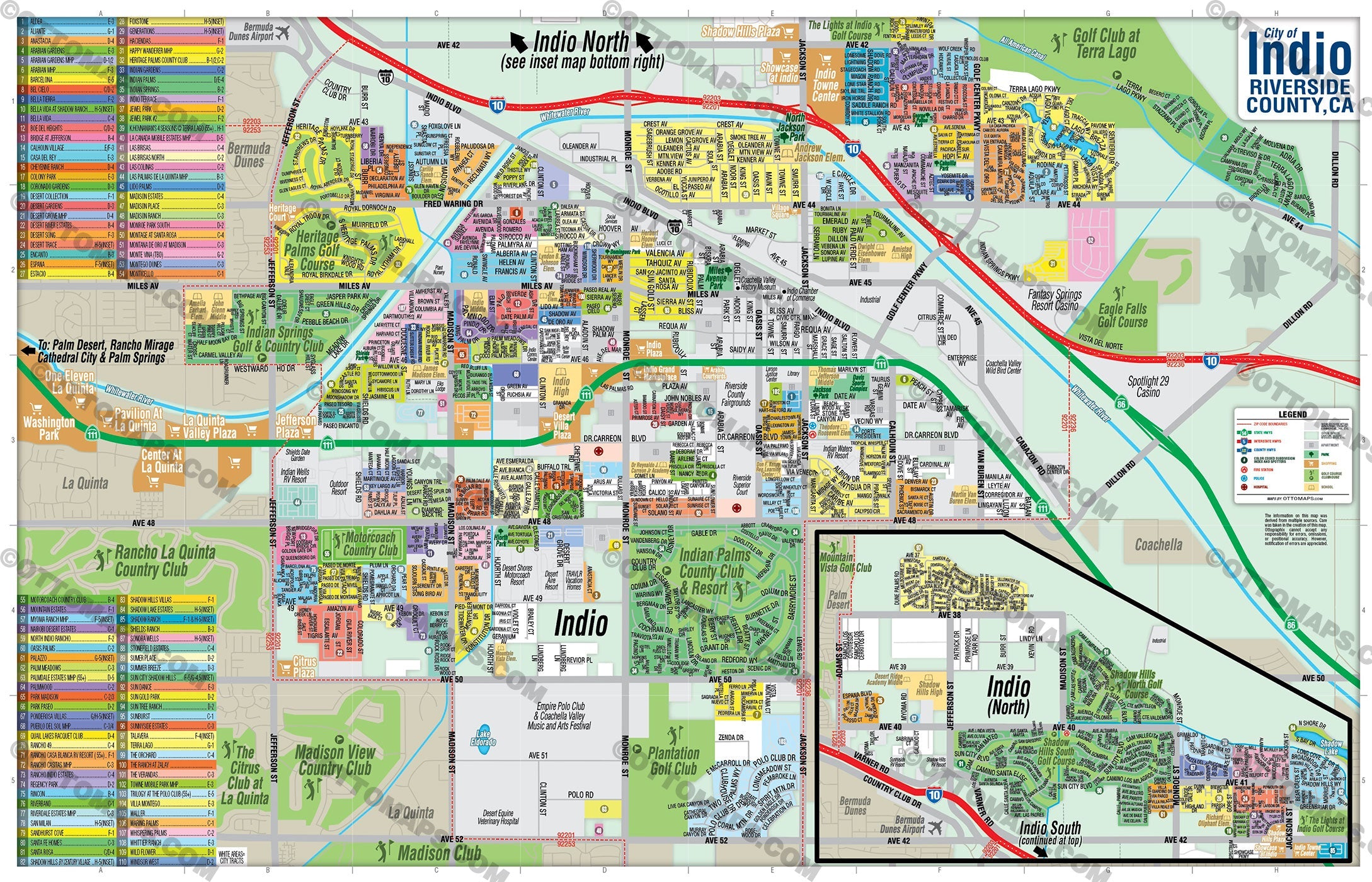 Indio Map, Riverside County, CA - POSTER PRINTS