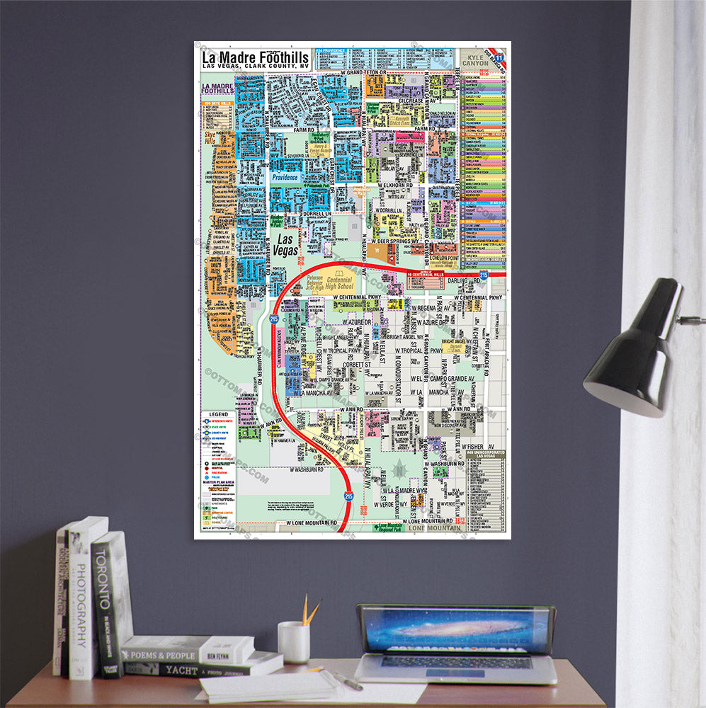 La Madre Foothills Map, Las Vegas, NV - POSTER PRINTS