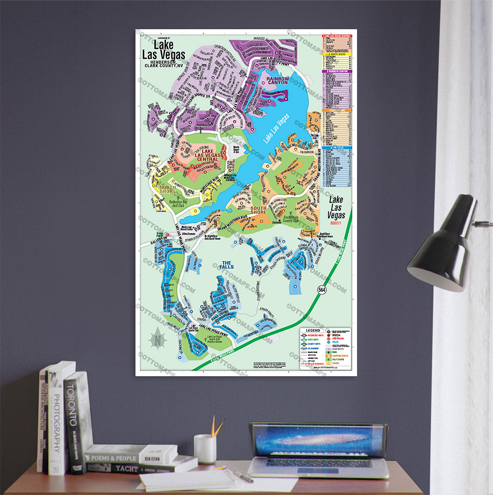 Lake Las Vegas Map, Henderson, Clark County, NV - POSTER PRINTS