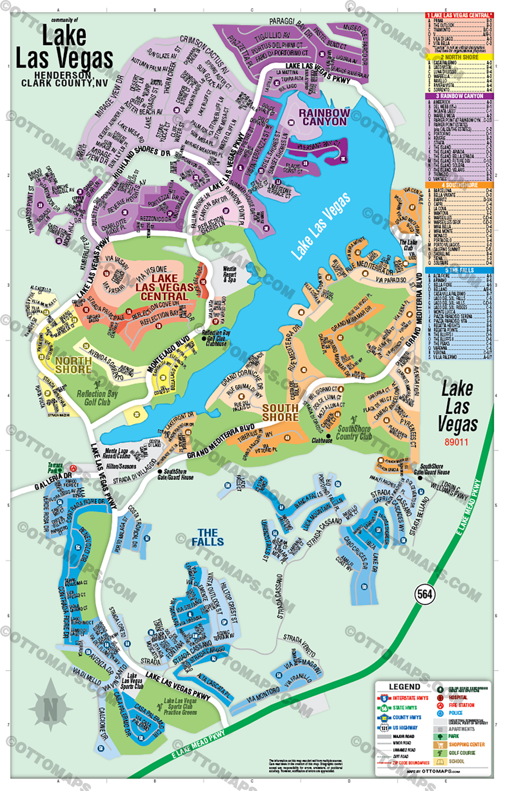 Lake Las Vegas Map, Henderson, Clark County, NV - POSTER PRINTS - Lolomo!