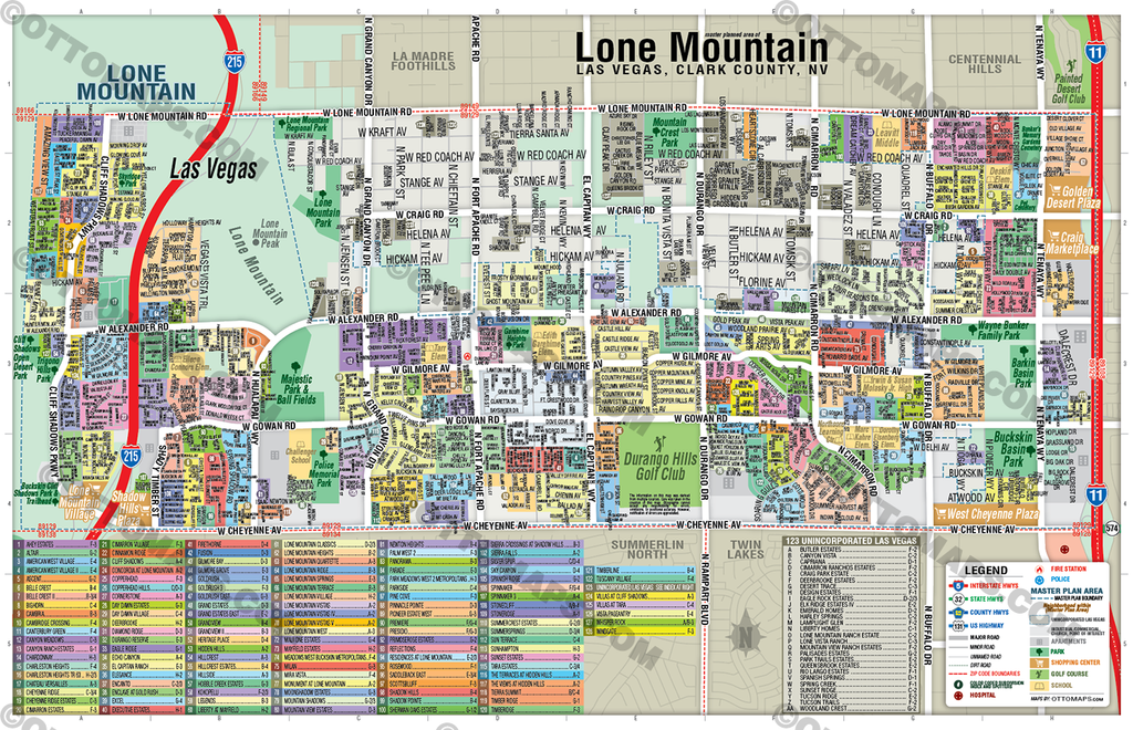 Lone Mountain Map, Las Vegas, NV - POSTER PRINTS