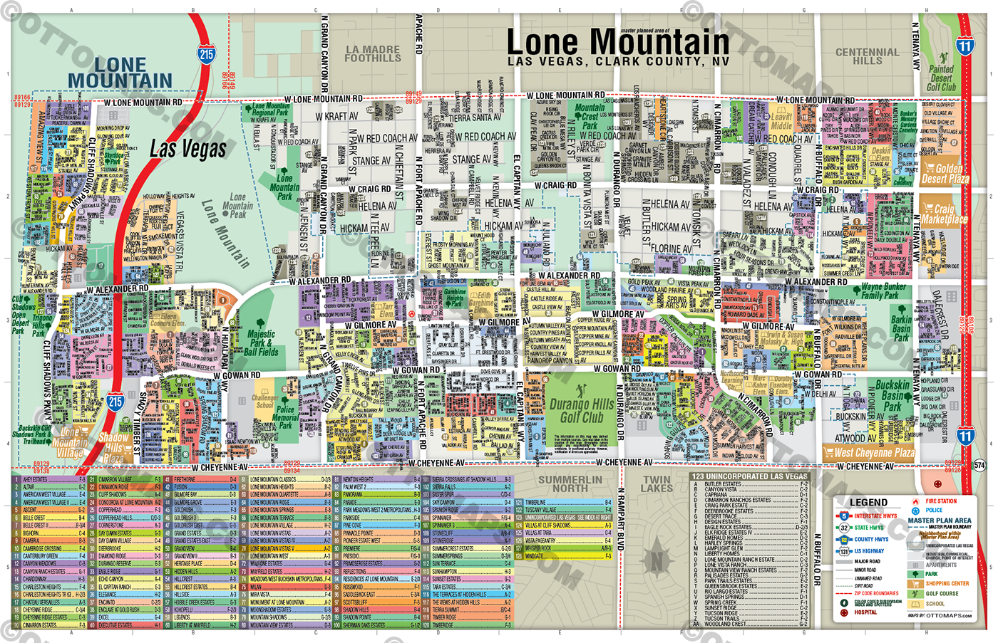 Lone Mountain Map, Las Vegas, NV - POSTER PRINTS