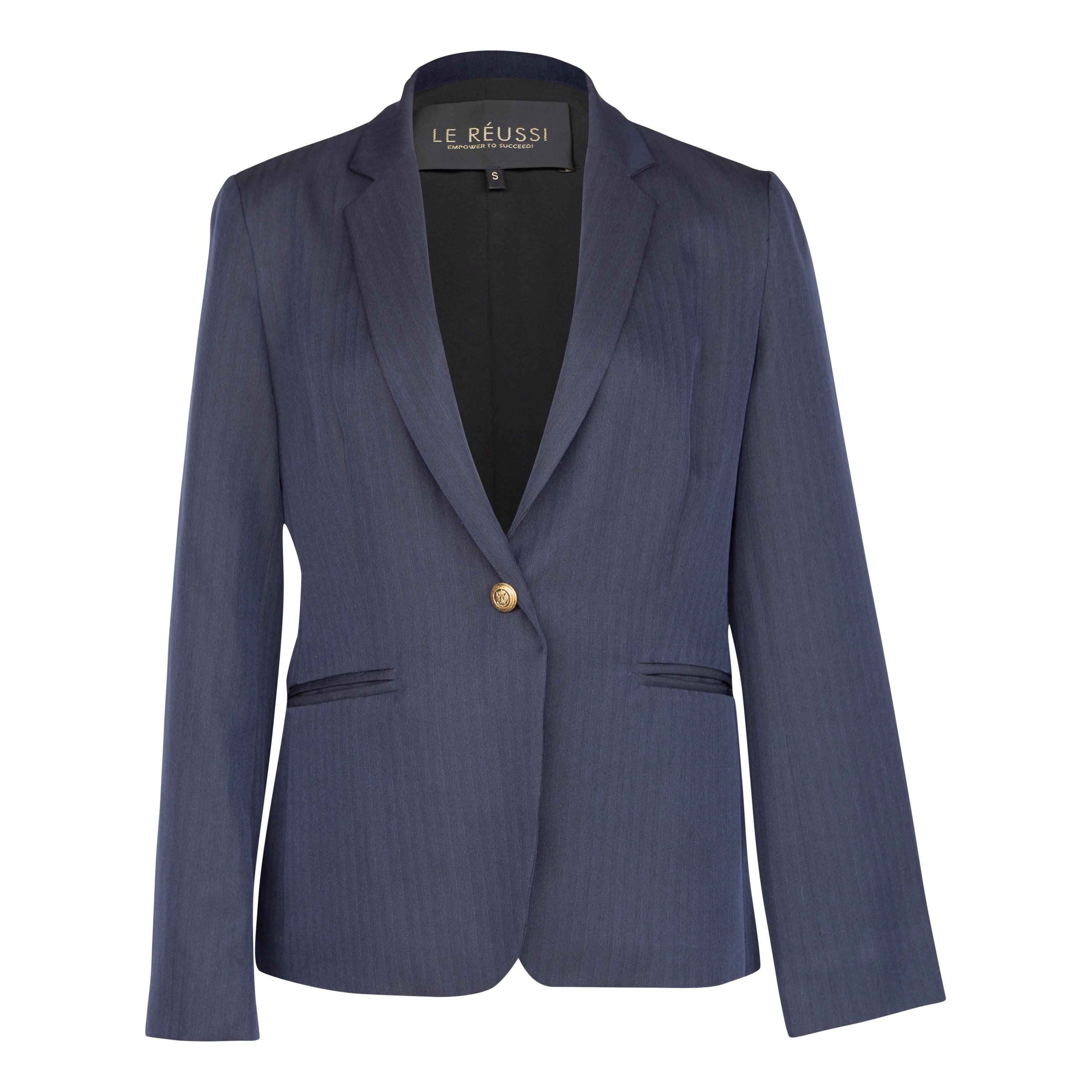 Navy Peak-Lapels Single-Breasted Blazer – Women’s Tailored Jacket