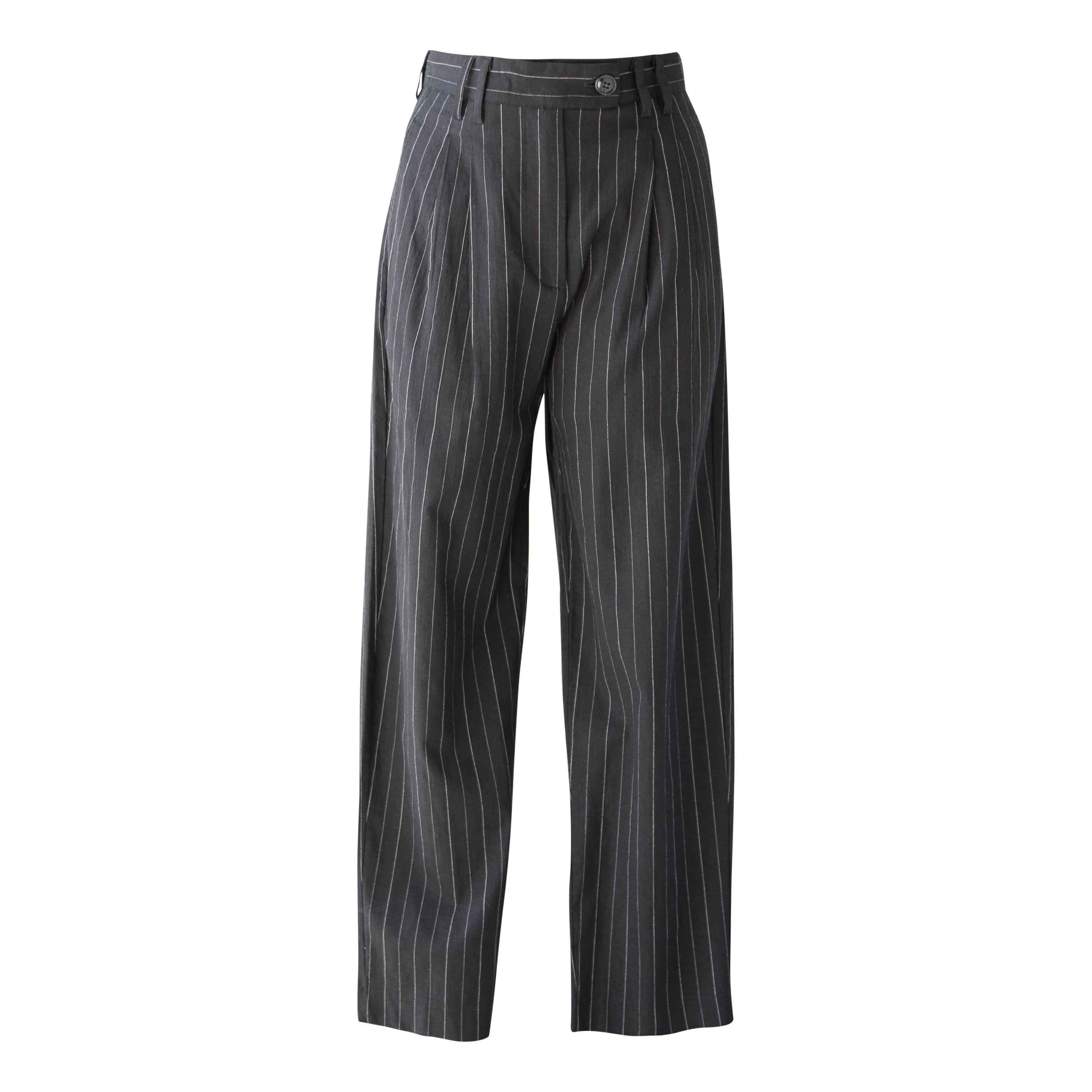 Black Pinstripes Suit Pants – Women’s Tailored Office Trousers