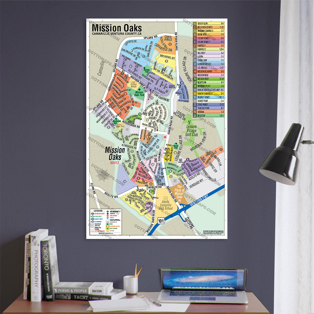 Mission Oaks Map, Camarillo, Ventura County - POSTER PRINTS