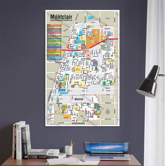 Montclair Map, San Bernardino County, CA -  POSTER PRINTS