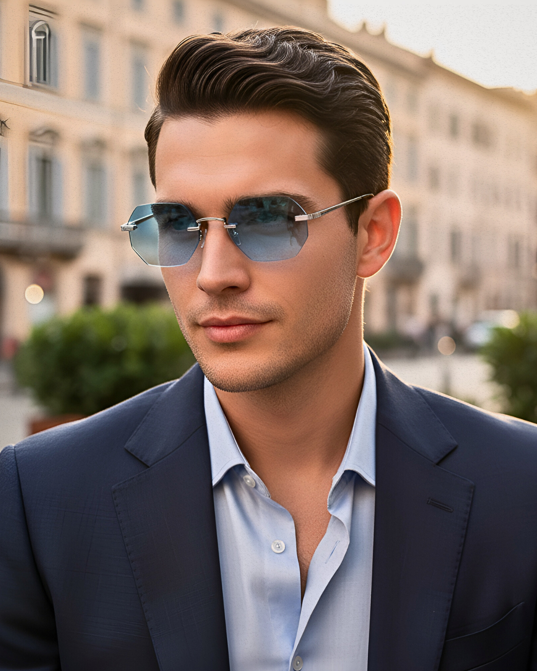 Martin Hexagon Frameless Sunglasses
