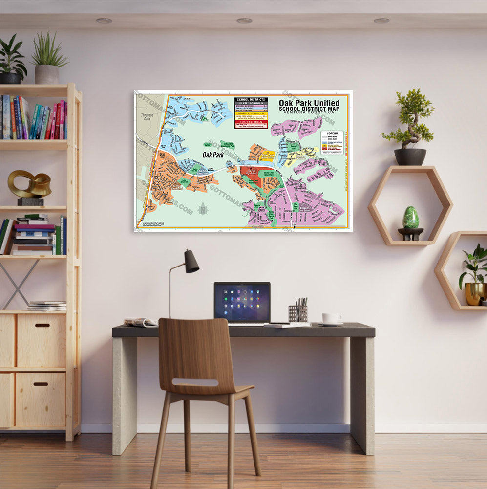 Oak Park Unified School District Map, Ventura County, CA - POSTER PRINTS