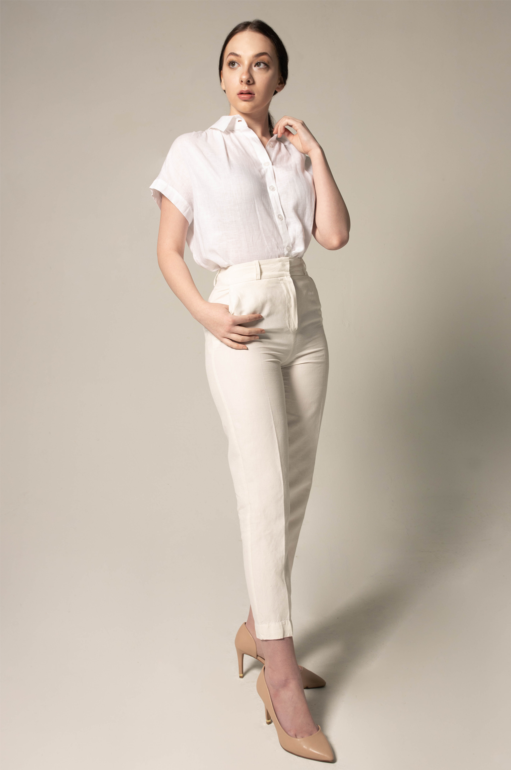 Classic Linen White Blouse – Women’s Elegant Linen Top - Lolomo!