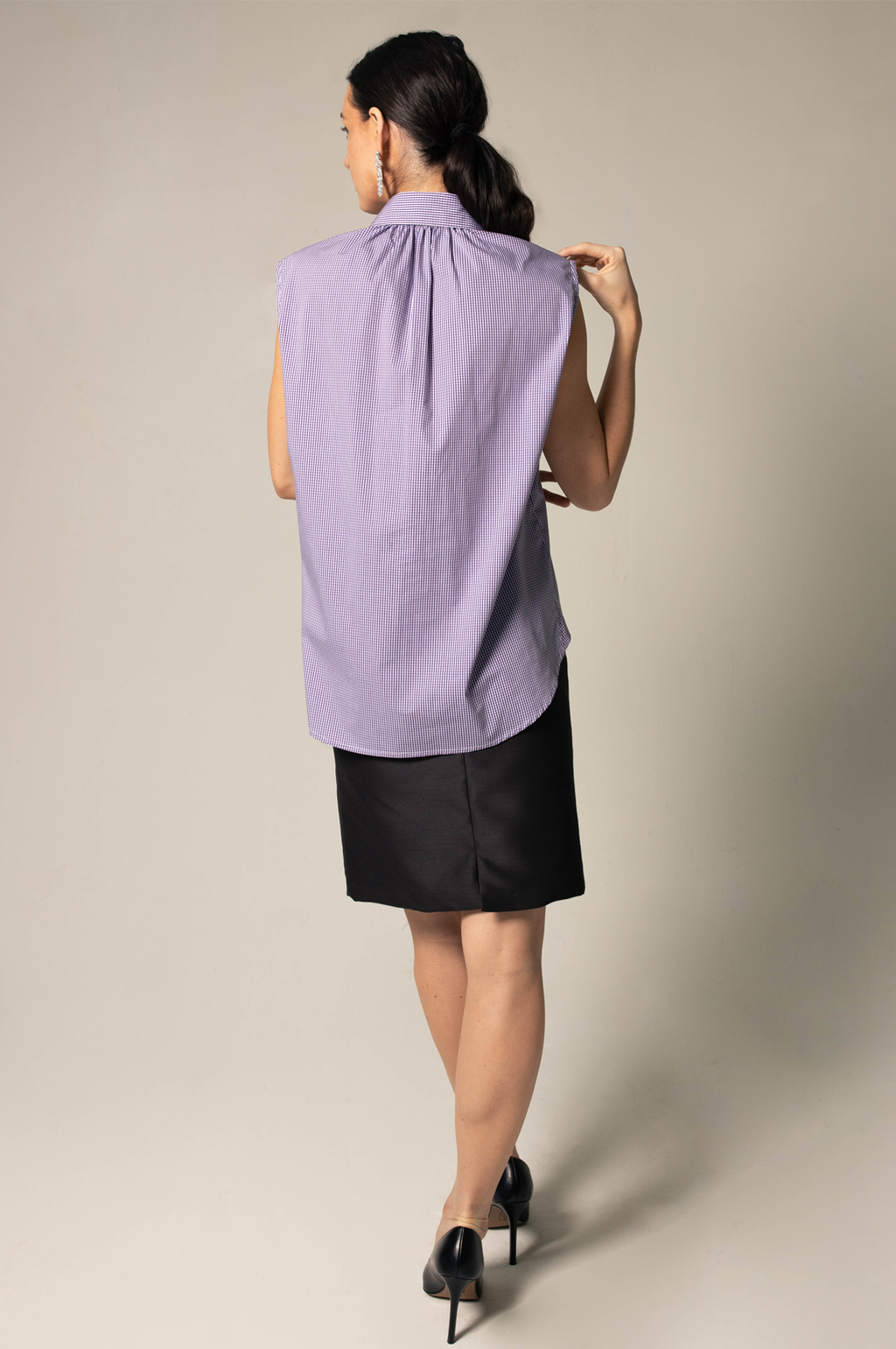 Italian Cotton Purple Sleeveless Shirt – Women’s Chic Summer Top - Lolomo!