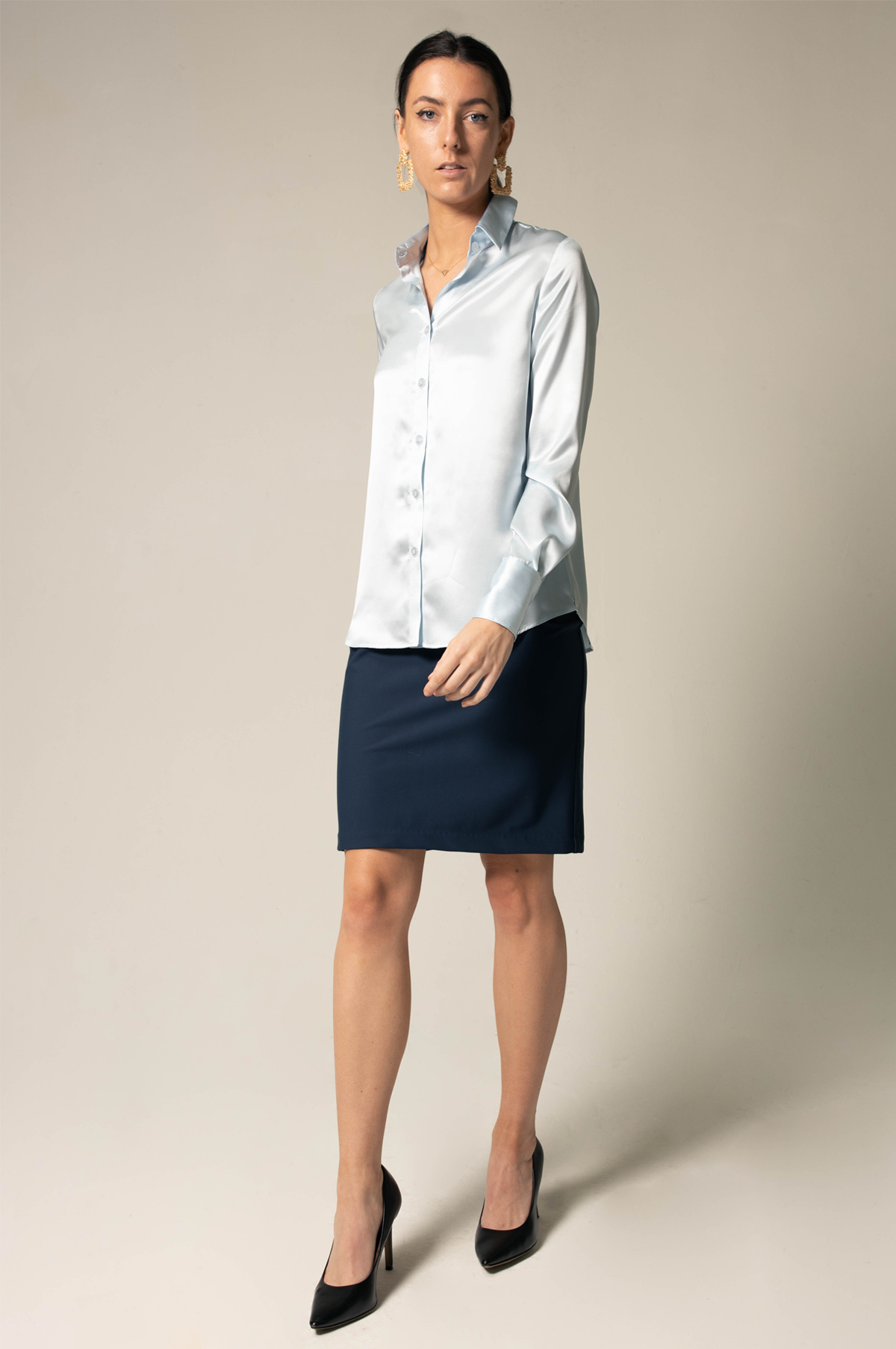 Luxe Silk Blouse in Blue – Luxurious Women’s Silk Top - Lolomo!