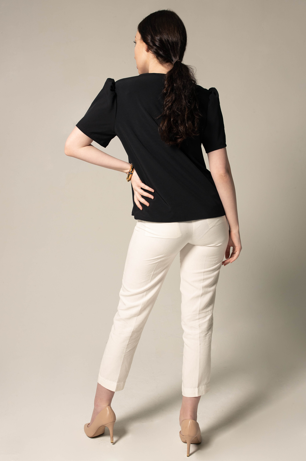Elegance Round Neck Blouse in Black – Women’s Elegant Top - Lolomo!