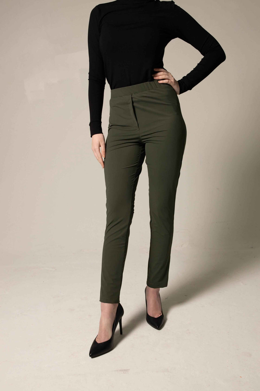 Olive Skinny Pants Womens Trousers