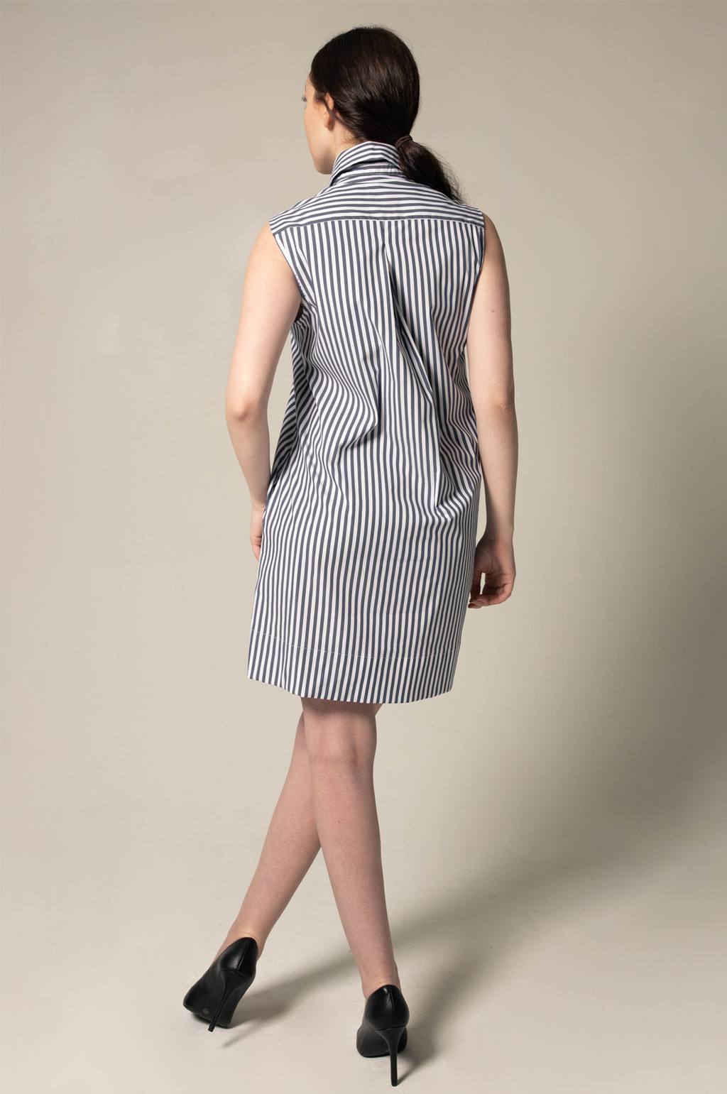 Italian Cotton Blue Stripe Sleeveless Dress – Elegant Summer Dress - Lolomo!