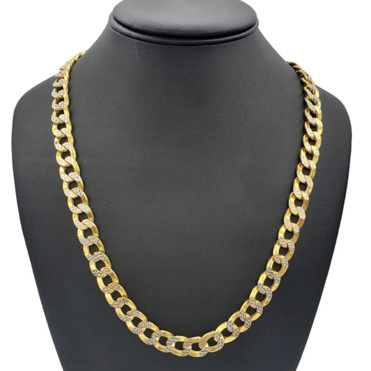 10K Gold- Hollow Cuban Link Diamond Cut (Pave) Chain