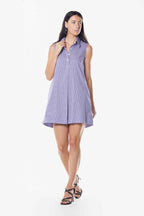Italian Cotton Sleeveless Dress in Purple – Chic Summer Wear
