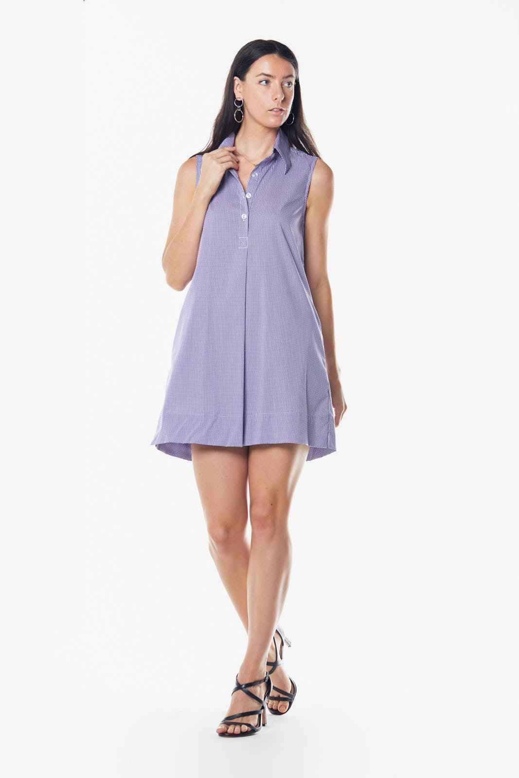 Robe sans manches violette en coton italien – Tenue d'été chic