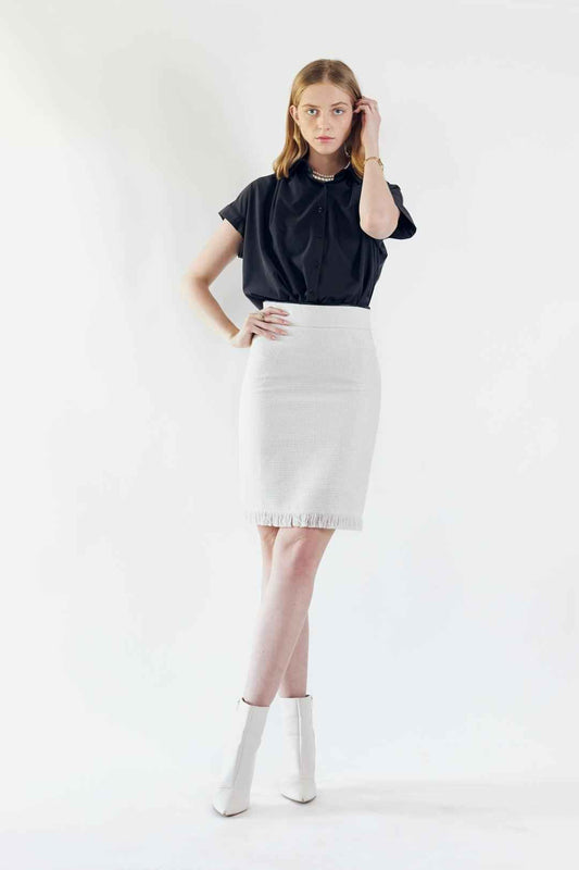 Luxe White Mini Tweed Skirt – Women’s Chic Mini Skirt