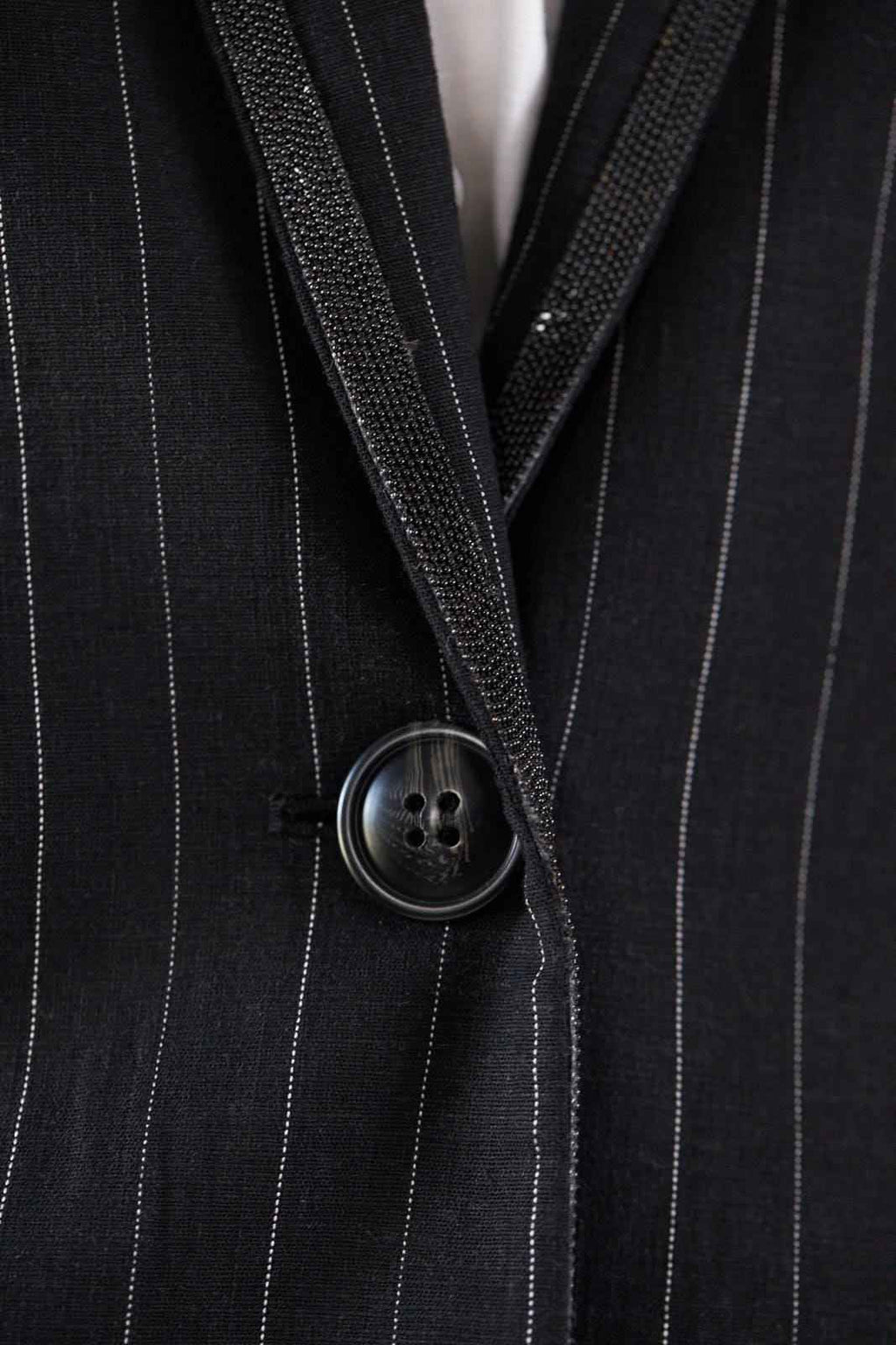 Black Pinstripes Blazer – Women’s Tailored Office Jacket