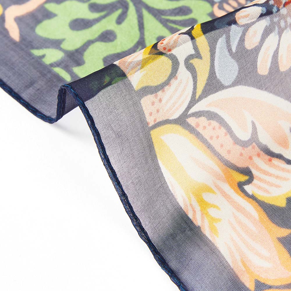 William Morris Strawberry Thief Blue - 100% Pure Silk Scarf