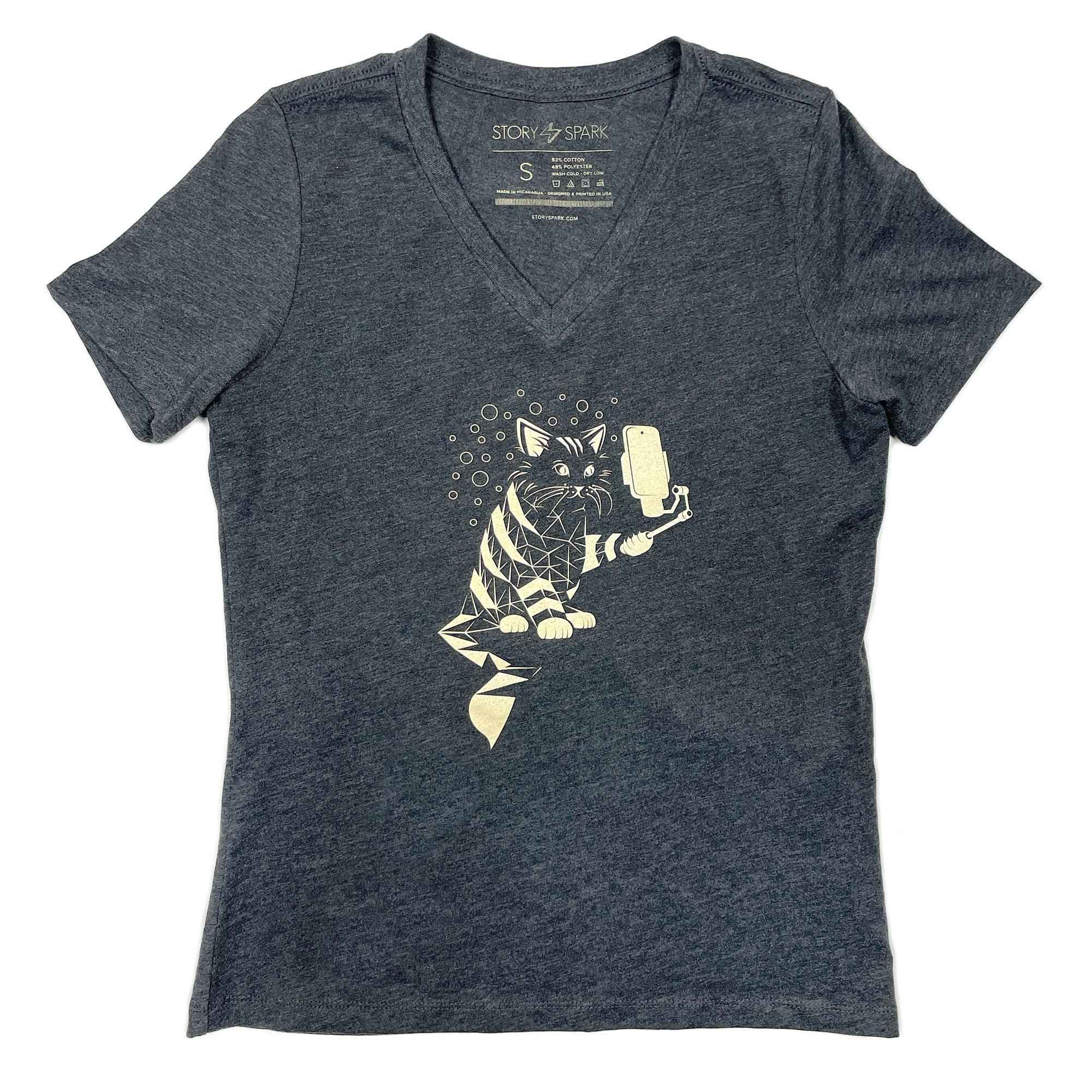 Snap Cat Womens V-neck T-shirt