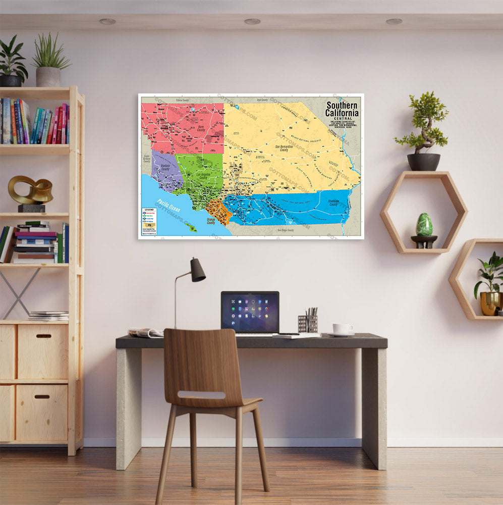 Southern California Map, Central - POSTER PRINTS