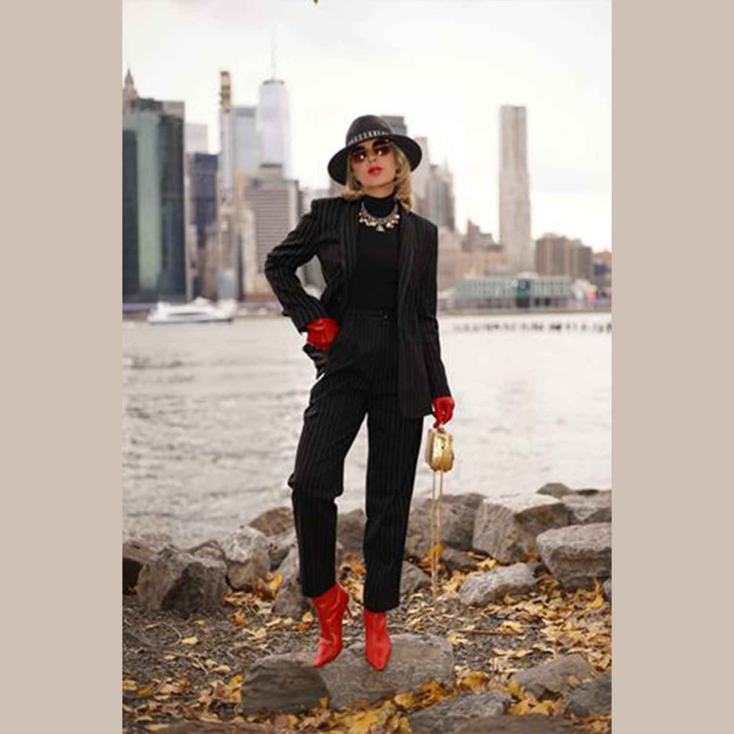 Black Pinstripes Suit Pants – Women’s Tailored Office Trousers