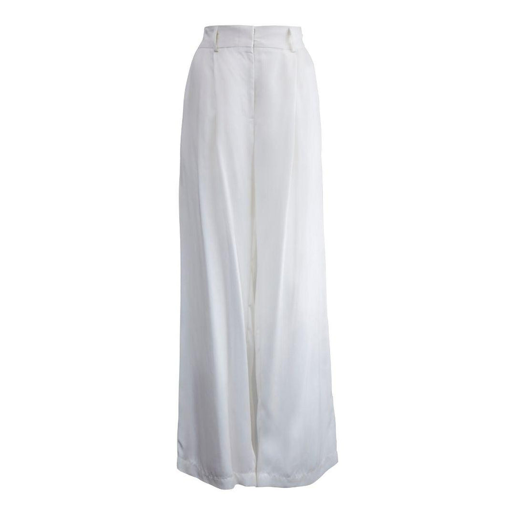 Remi White Wide-Leg Pants – Elegant Women's High-Waist Trousers - Lolomo!