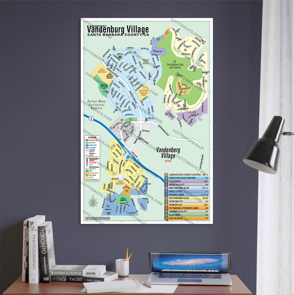 Vandenberg Village Map, Santa Barbara County, CA - POSTER PRINTS