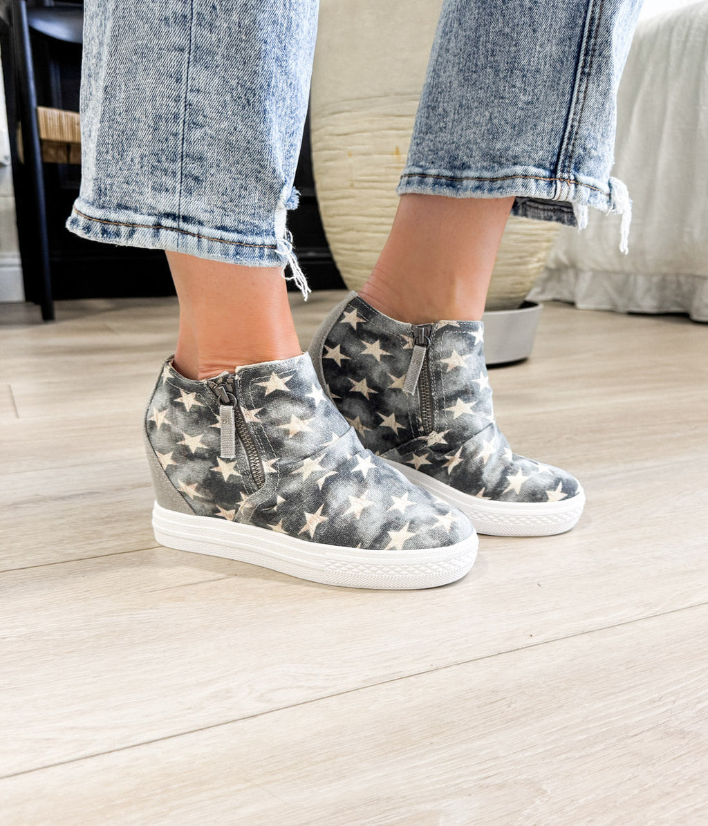 Ari Sneaker Wedge in Denim