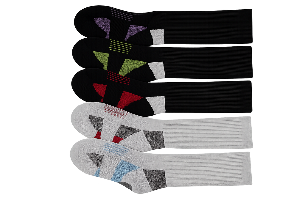 Athletic Long Socks 6 Pair Sizes 9-11 Gel Cushion, Compression 5-10 Women's