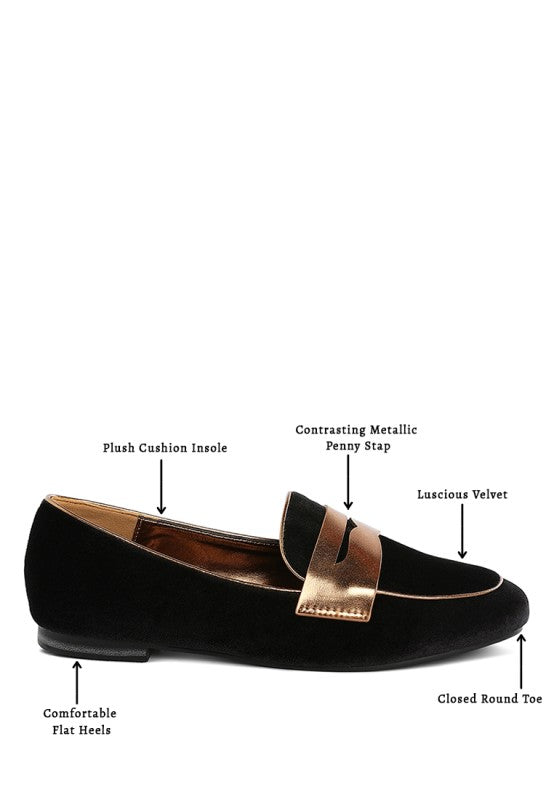 Malta Penny Strap Velvet Loafers