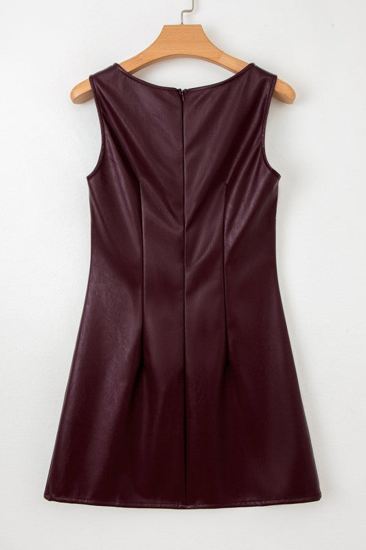 Vegan Leather Sleeveless Mini Dress