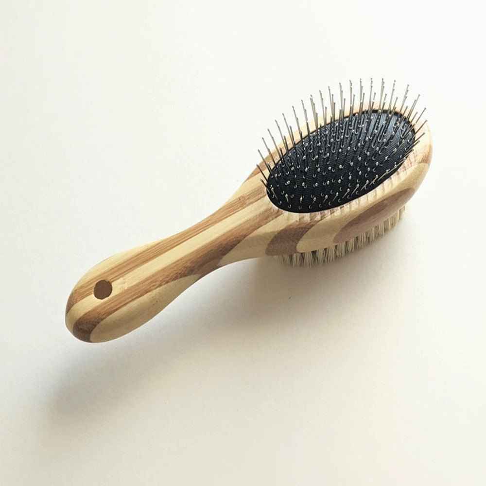 Two-Sided Pet Brush – Bristle & Wire for Shedding & Detangling