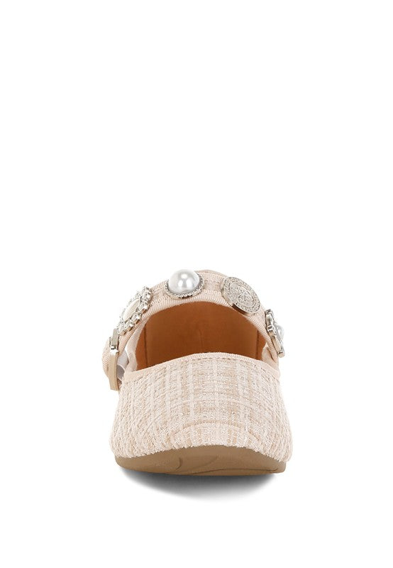 Noyama Charms Embellished Tweed Mary Janes