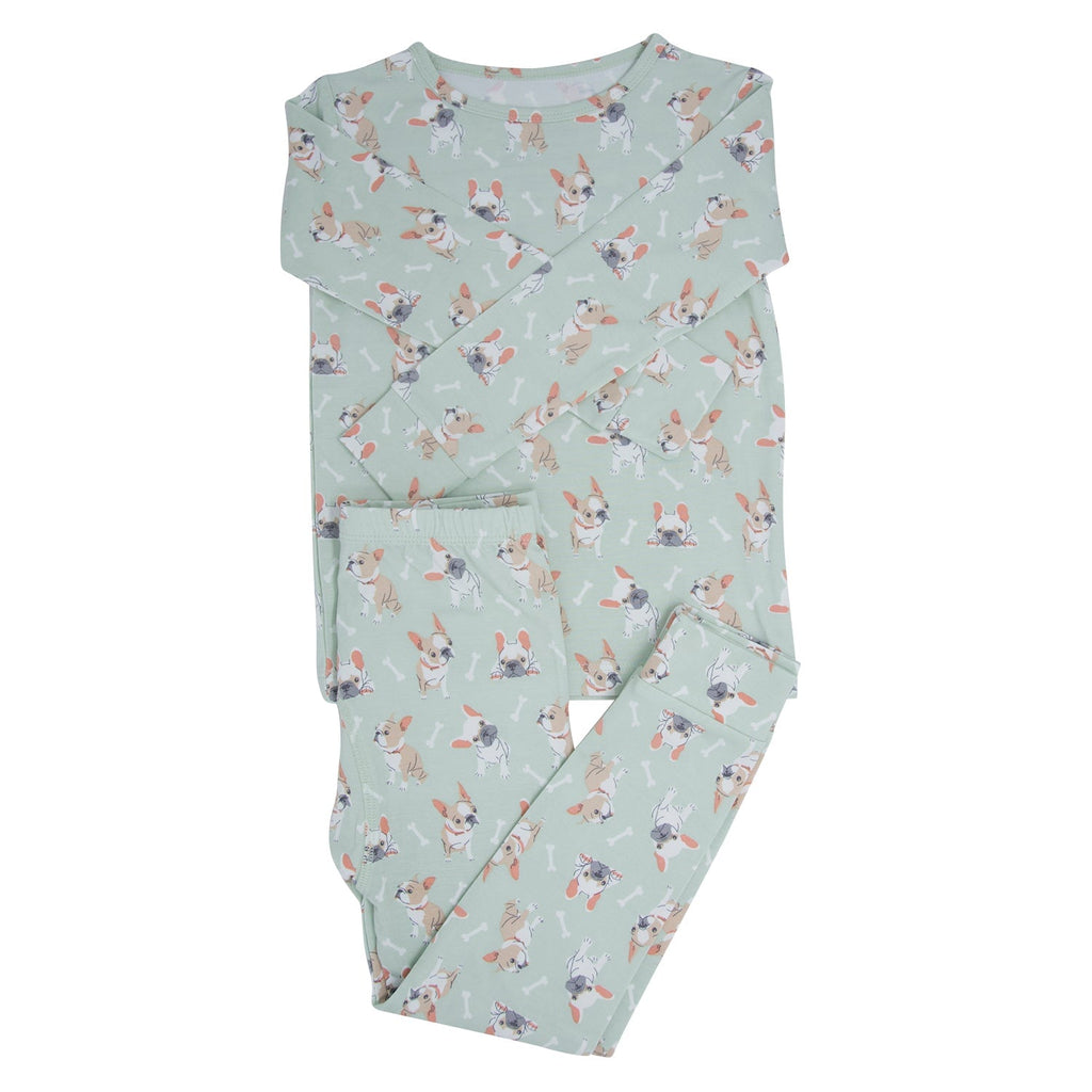 Mint Frenchie Puppy Big Kid Pajama
