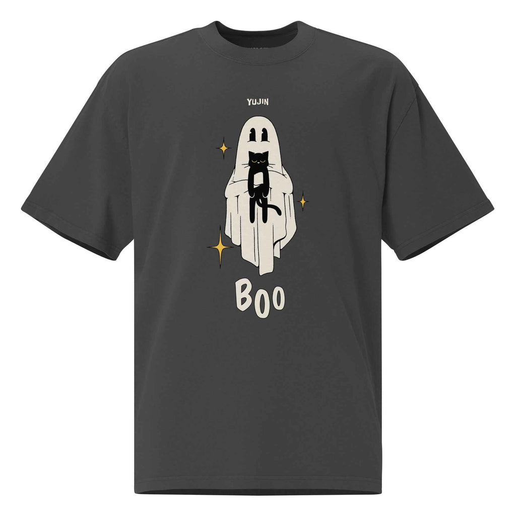 Boo! Cat Oversized Faded T-Shirt