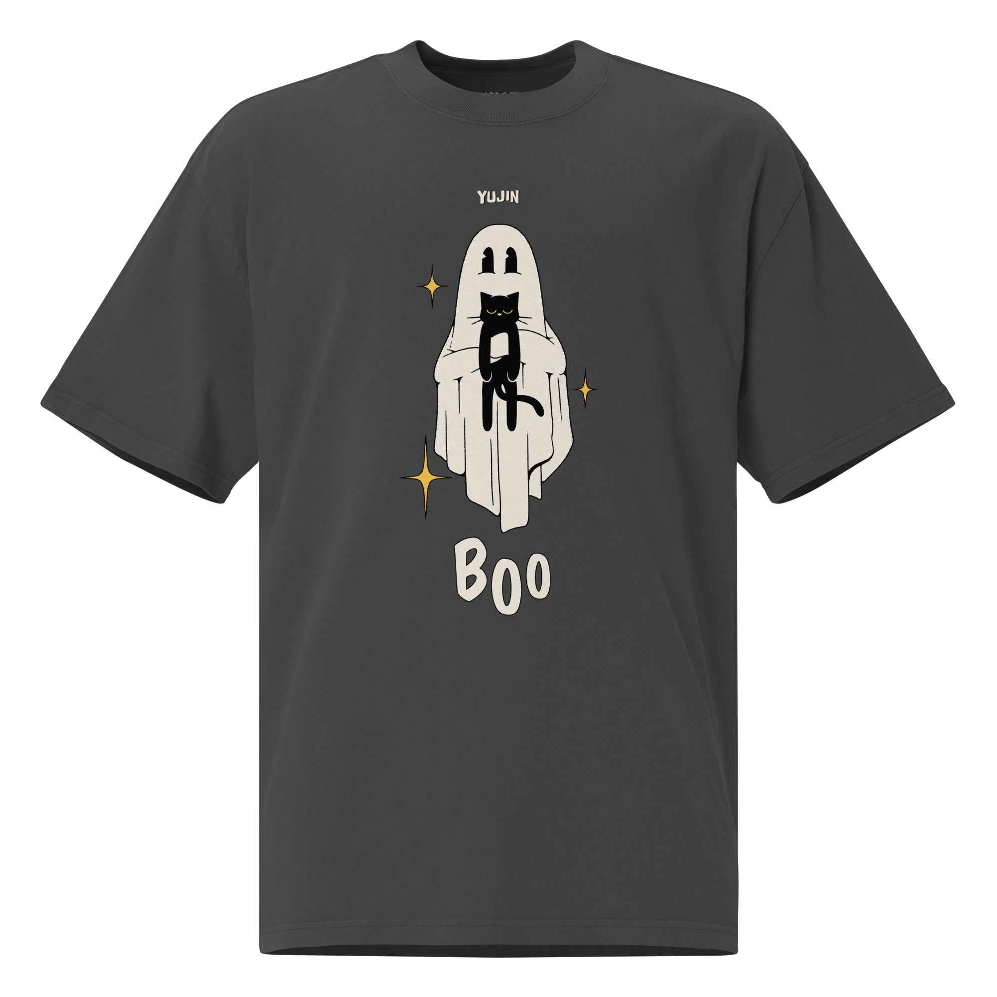 Boo! Cat Oversized Faded T-Shirt