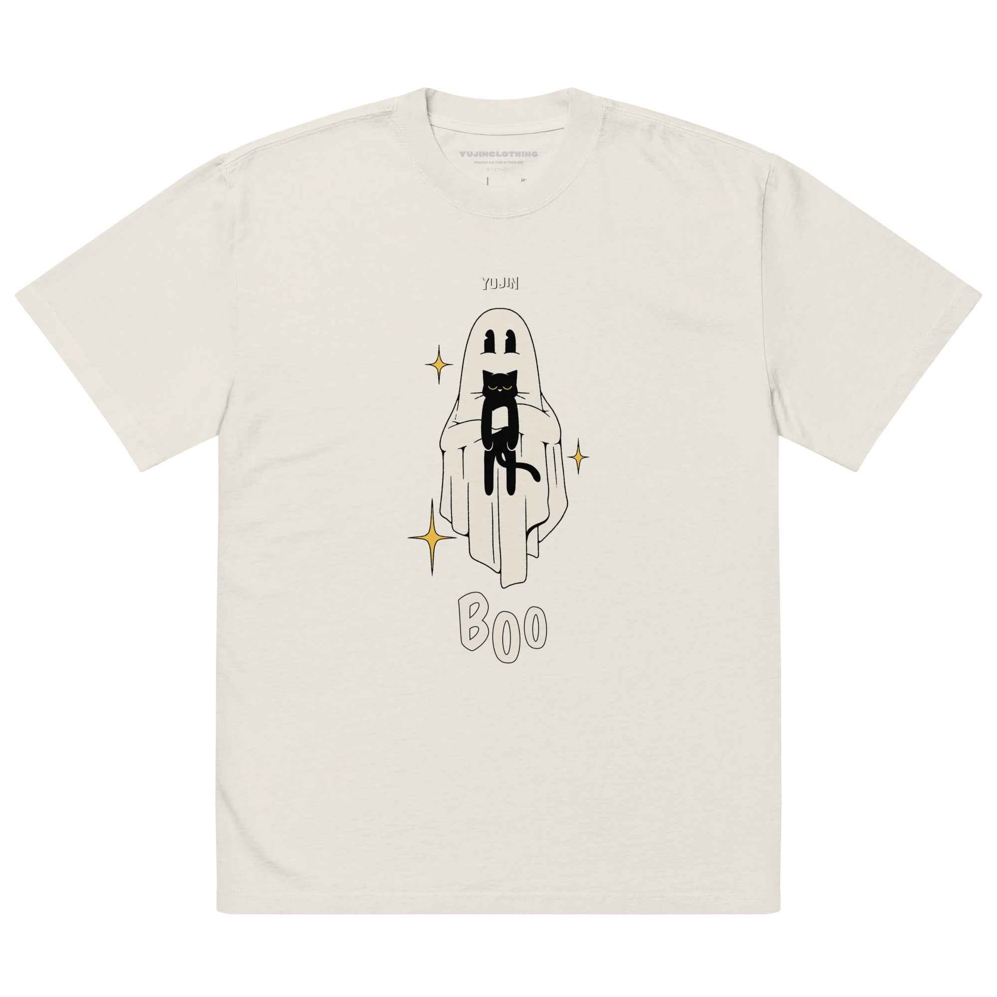 Boo! Cat Oversized Faded T-Shirt