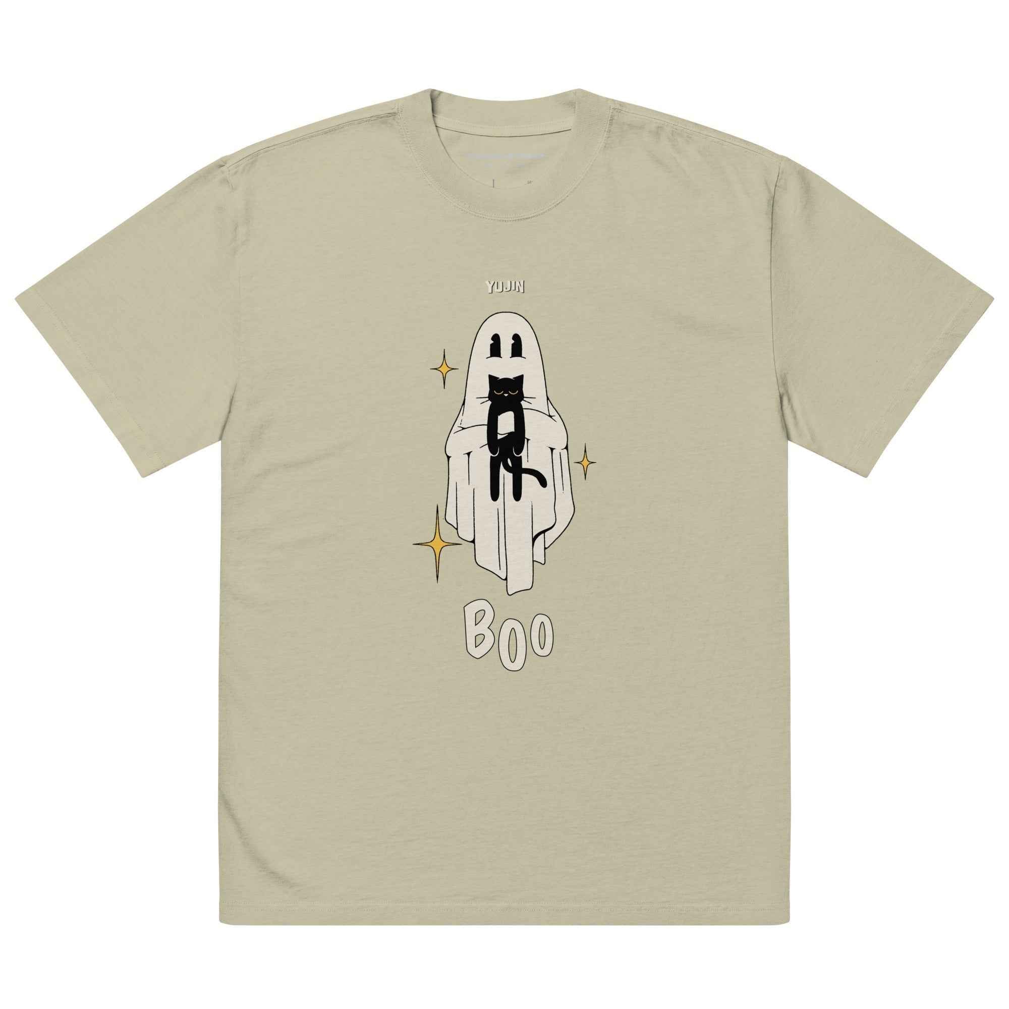 Boo! Cat Oversized Faded T-Shirt