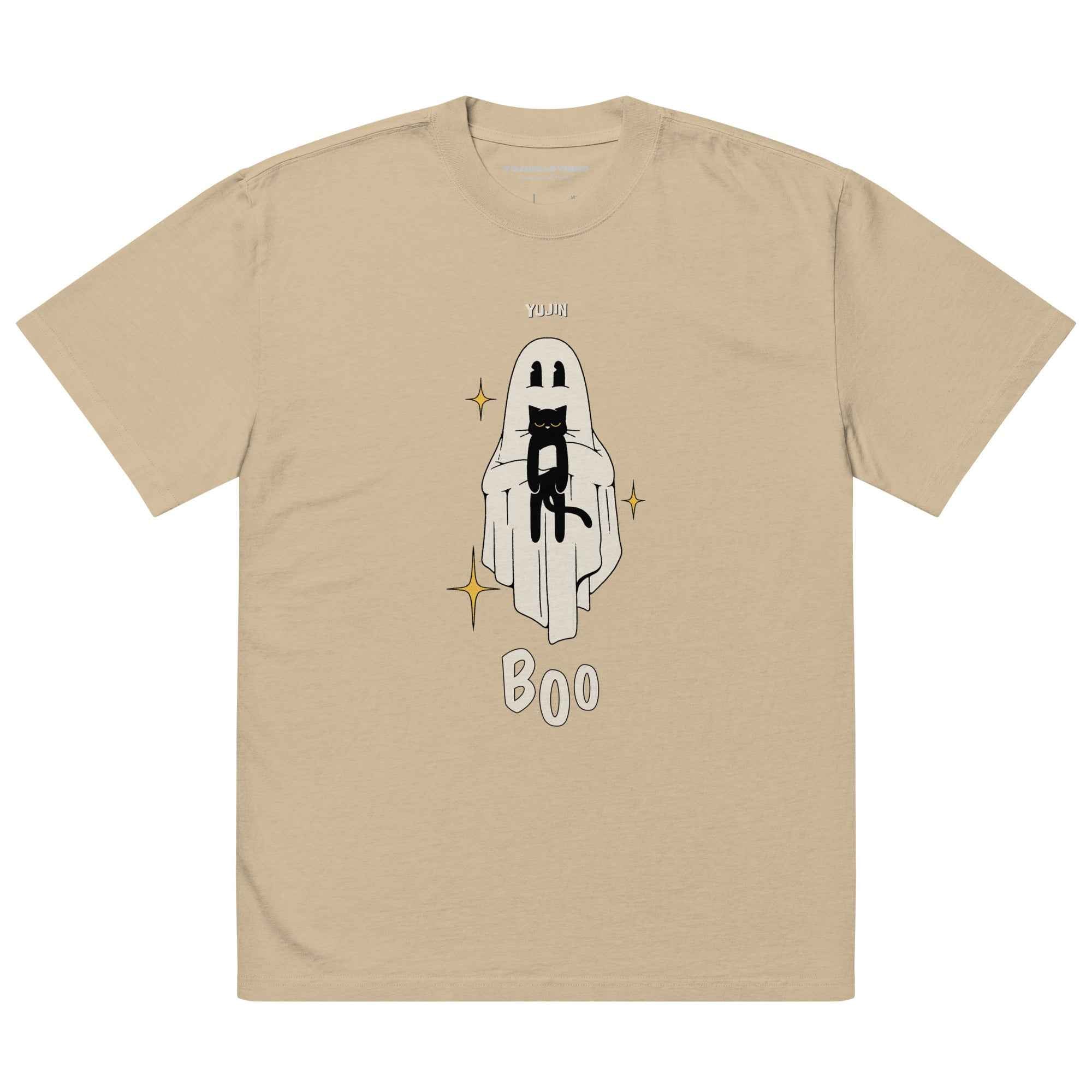 Boo! Cat Oversized Faded T-Shirt
