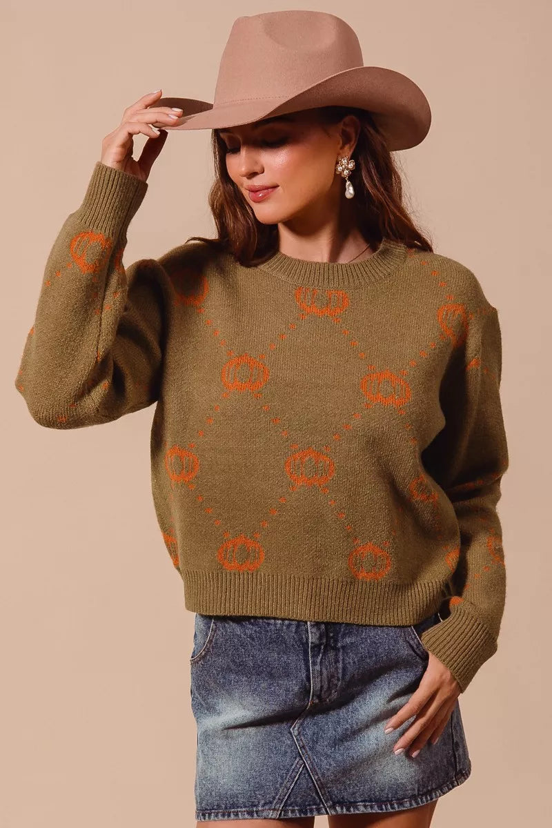 SO ME Pumpkin Rhombus Halloween Thanksgiving Sweater