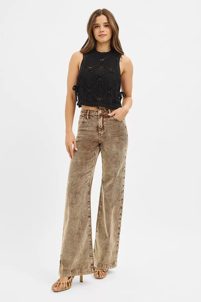 RISEN High Rise Wide Leg Corduroy Jeans